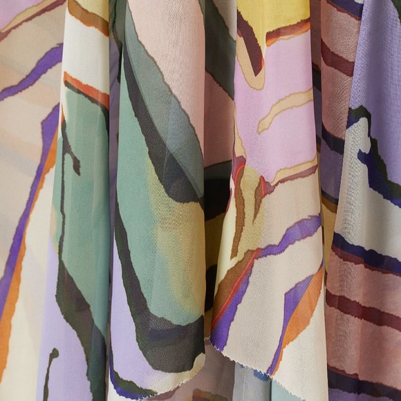 NWT H&M Studio Collection Multicolor Rainbow Silk Maxi Balloon Sleeve Dress - Picture 5 of 11